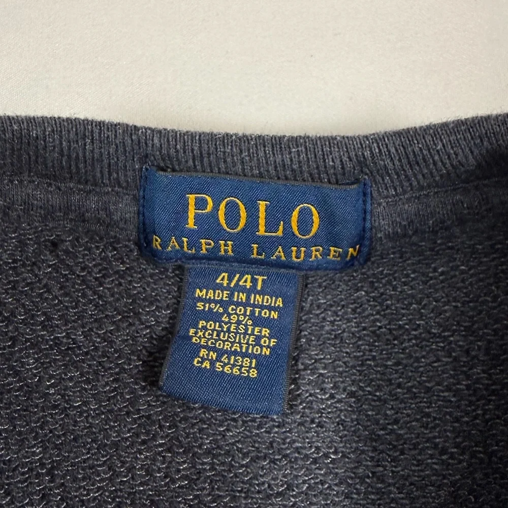 POLO RALPH LAUREN Boys Striped‎ Crewneck Sweatshirt 4T Gray Classic